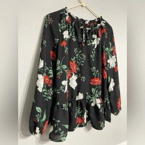 Old Navy Multicolor Floral Long Sleeve Babydoll Blouse womens Small